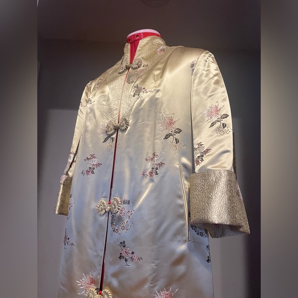 Stunning Reversible Vintage Asian Patterned Housecoat Duster Jacket / Robe - Picture 3 of 16
